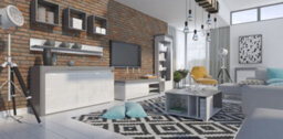 Amos Mann Furniture Lathea White Gloss And Grey Small Tv Cabinet Entertainment Unit - thumbnail 4