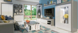 Amos Mann Furniture Lathea White Gloss And Grey Small Tv Cabinet Entertainment Unit - thumbnail 7
