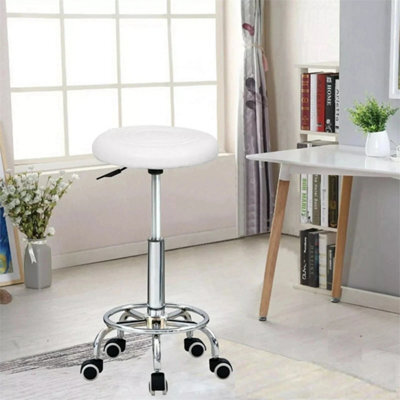 Swivel Adjustable Height White Stool Office Desk Chair Uk - image 1