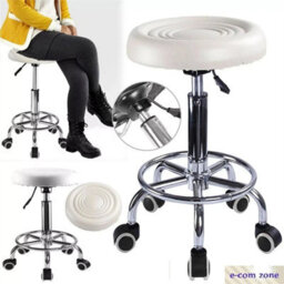 Swivel Adjustable Height White Stool Office Desk Chair Uk - thumbnail 3