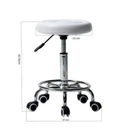 Swivel Adjustable Height White Stool Office Desk Chair Uk - thumbnail 2