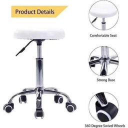 Swivel Adjustable Height White Stool Office Desk Chair Uk - thumbnail 4