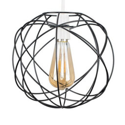 Valuelights Rutherford Retro Style Matt Black Metal Basket Cage Ceiling Light Shade (D)25.5Cm
