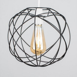 Valuelights Rutherford Retro Style Matt Black Metal Basket Cage Ceiling Light Shade (D)25.5Cm - thumbnail 2