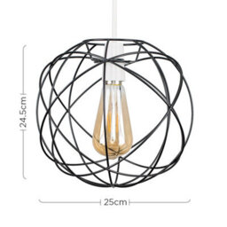 Valuelights Rutherford Retro Style Matt Black Metal Basket Cage Ceiling Light Shade (D)25.5Cm - thumbnail 6