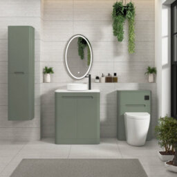 Royal Bathrooms Venice 700mm Sage Green Freestanding Vanity Unit 2 Door With Carrara White Undrilled Worktop & Without Basin - thumbnail 4