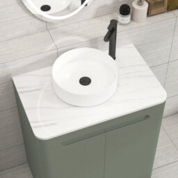 Royal Bathrooms Venice 700mm Sage Green Freestanding Vanity Unit 2 Door With Carrara White Undrilled Worktop & Without Basin - thumbnail 6