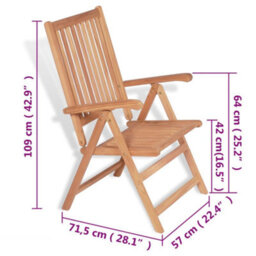 Berkfield Reclining Garden Chairs 2 Pcs Solid Teak Wood - thumbnail 8