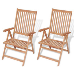 Berkfield Reclining Garden Chairs 2 Pcs Solid Teak Wood - thumbnail 1