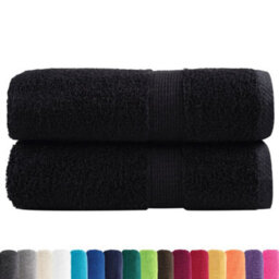 Berkfield Durable Premium Guest Towels Solund 2 Pcs Black 30X50 Cm 600 Gsm