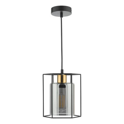Pagazzi Lighting Pagazzi Sabrina 1 Light Black And Smoked Glass Pendant Ceiling Light - image 1