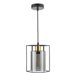 Pagazzi Lighting Pagazzi Sabrina 1 Light Black And Smoked Glass Pendant Ceiling Light