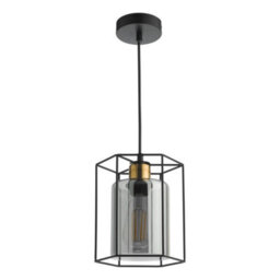 Pagazzi Lighting Pagazzi Sabrina 1 Light Black And Smoked Glass Pendant Ceiling Light - thumbnail 3