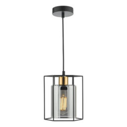 Pagazzi Lighting Pagazzi Sabrina 1 Light Black And Smoked Glass Pendant Ceiling Light - thumbnail 2