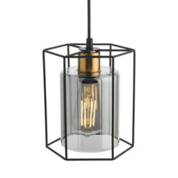 Pagazzi Lighting Pagazzi Sabrina 1 Light Black And Smoked Glass Pendant Ceiling Light - thumbnail 7