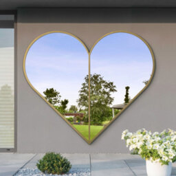 Mirroroutlet The Corde Gold Metal Framed Heart Shaped Garden Mirror 180Cm X 180Cm