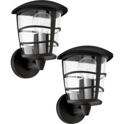 Set Of 2 Modern Black Ip44 Outdoor Wall Lanterns - 60W E27 Porch Lighting - thumbnail 1
