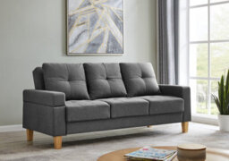 Home Detail Victoria Large 3 Seater Sofa Bed Cushioned Fabric Grey Removable Arm Rest - thumbnail 1