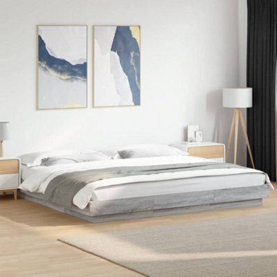 Berkfield Bed Frame With Led Lights Without Mattress Grey Sonoma 180X200Cm - image 1