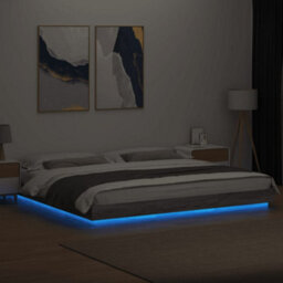 Berkfield Bed Frame With Led Lights Without Mattress Grey Sonoma 180X200Cm - thumbnail 4