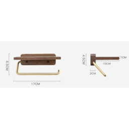 Wall-Mounted Toilet Paper Holder With Wood Stand, No-Screw Installation, Includes Phone Shelf For Bathroom Tissue Storage - thumbnail 2