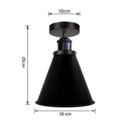 Semi Flush Mount Ceiling Light With E27 Base Industrial Vintage Brass Cone Shade Black Finish For Kitchen Or Dining Room - thumbnail 2