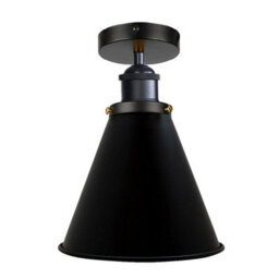 Semi Flush Mount Ceiling Light With E27 Base Industrial Vintage Brass Cone Shade Black Finish For Kitchen Or Dining Room - thumbnail 3
