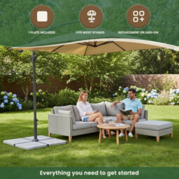 Garden Market Place The Garden Marketplace Granite Cantilever Parasol Base, 25Kg Square Weight Plate With Handling Grooves, Fits Parasols Up To 4M - thumbnail 7