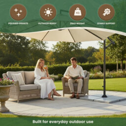 Garden Market Place The Garden Marketplace Granite Cantilever Parasol Base, 25Kg Square Weight Plate With Handling Grooves, Fits Parasols Up To 4M - thumbnail 5