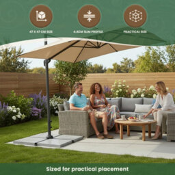 Garden Market Place The Garden Marketplace Granite Cantilever Parasol Base, 25Kg Square Weight Plate With Handling Grooves, Fits Parasols Up To 4M - thumbnail 6