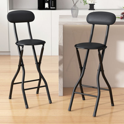 MCC Direct Folding Breakfast Bar Stool Padded High Chair Set Of 2 Black - image 1