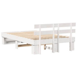Berkfield Modern With Headboard White 140 X 190 Cm Solid Pine Wood - thumbnail 7