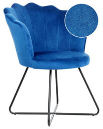 Wyld And Coco Navy Velvet Armless Shell-Back Chair - Retro Sculptural Design, W67 X D70 X H86Cm - thumbnail 3