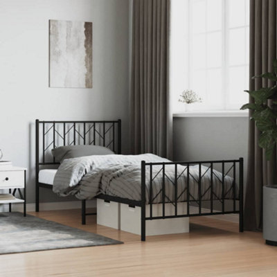 Berkfield Metal Bed Frame Without Mattress With Footboard Black 90X190Cm - image 1