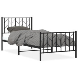Berkfield Metal Bed Frame Without Mattress With Footboard Black 90X190Cm - thumbnail 2