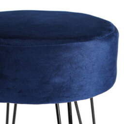 Harbour Housewares 2X Velvet Footstools - Round Modern Dressing Table Footstool Vanity Seat Chairs - 40 X 35Cm - Blue/black - thumbnail 4
