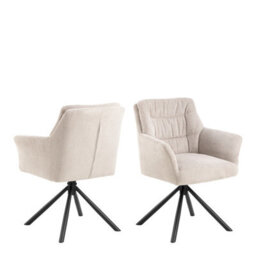 Furniture To Go Heaven Dining Table With Ceramic White Top Includes 4 Alonso Swivel Cream Dining Chairs With Armrest (L) 135Cm Seats Up To 4 - thumbnail 7