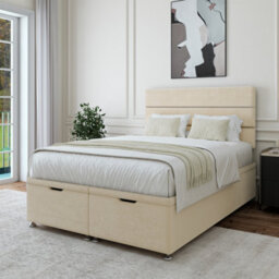 Bedmaster Cream Luxury Velvet Ottoman Divan Base And Lined Headboard Super King - thumbnail 2