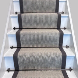 RainbowHome Herringbone Dapple Pure Wool Stair Runner With 100% Cotton Grey Border 70 700 - thumbnail 1