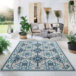Ameha Luna Printed Rug Super Soft Living Room Bedroom Blue Beige Carpet Area Mat-120X170 Cm - thumbnail 6