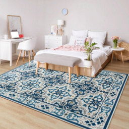 Ameha Luna Printed Rug Super Soft Living Room Bedroom Blue Beige Carpet Area Mat-120X170 Cm - thumbnail 2