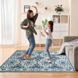 Ameha Luna Printed Rug Super Soft Living Room Bedroom Blue Beige Carpet Area Mat-120X170 Cm - thumbnail 1