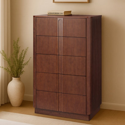 Teamson Home 5-Drawer Chest Of Drawers With Push-Open Design, Walnut - image 1