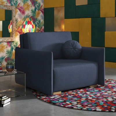 Armchair Viva Glov I With Sleep Function Storage Chipboard Foam Sinuous Spring Wooden Frame 104X98X85Cm Blue - image 1