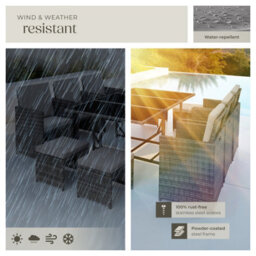 Tectake Garden Table And Chairs Malaga - 10 Seats With Cushions, Dining Table, Rain Cover - Grey - thumbnail 7