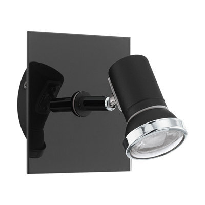 Wall/mirror Light Colour Black Chrome Shade Clear Glass Bulb Gu10 1X3.3W - image 1