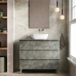 Banyetti Vatilla 1000mm Floorstanding Vanity Unit With Matching Worktop - Cemento Grey - thumbnail 1