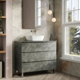 Banyetti Vatilla 1000mm Floorstanding Vanity Unit With Matching Worktop - Cemento Grey - thumbnail 2