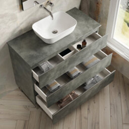 Banyetti Vatilla 1000mm Floorstanding Vanity Unit With Matching Worktop - Cemento Grey - thumbnail 3