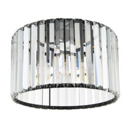 Happy Homewares Modern Chic Matte Black And Clear Crystal Glass Flush Ceiling Light Fitting - thumbnail 2